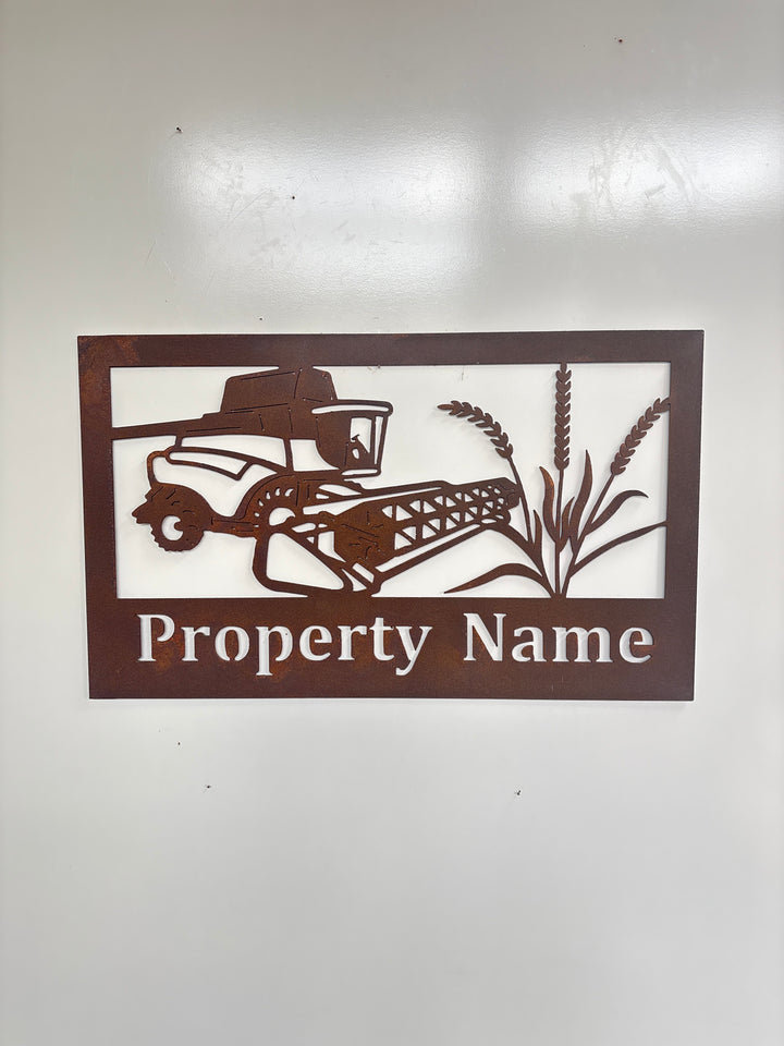 Custom Made Metal Farm Property Sign Header Wheat