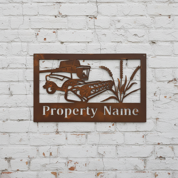 Custom Made Metal Farm Property Sign Header Wheat