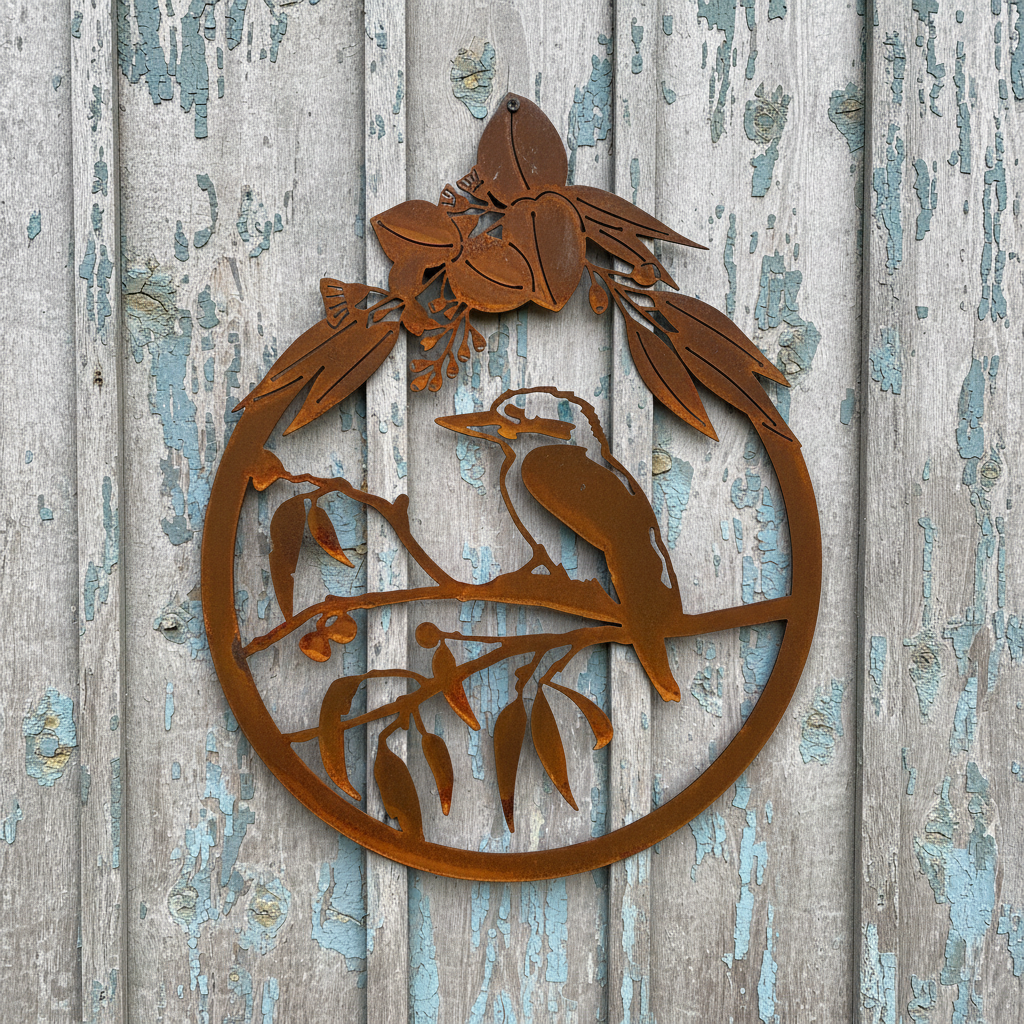 Kookaburra On Gum Branch Metal Wall Art