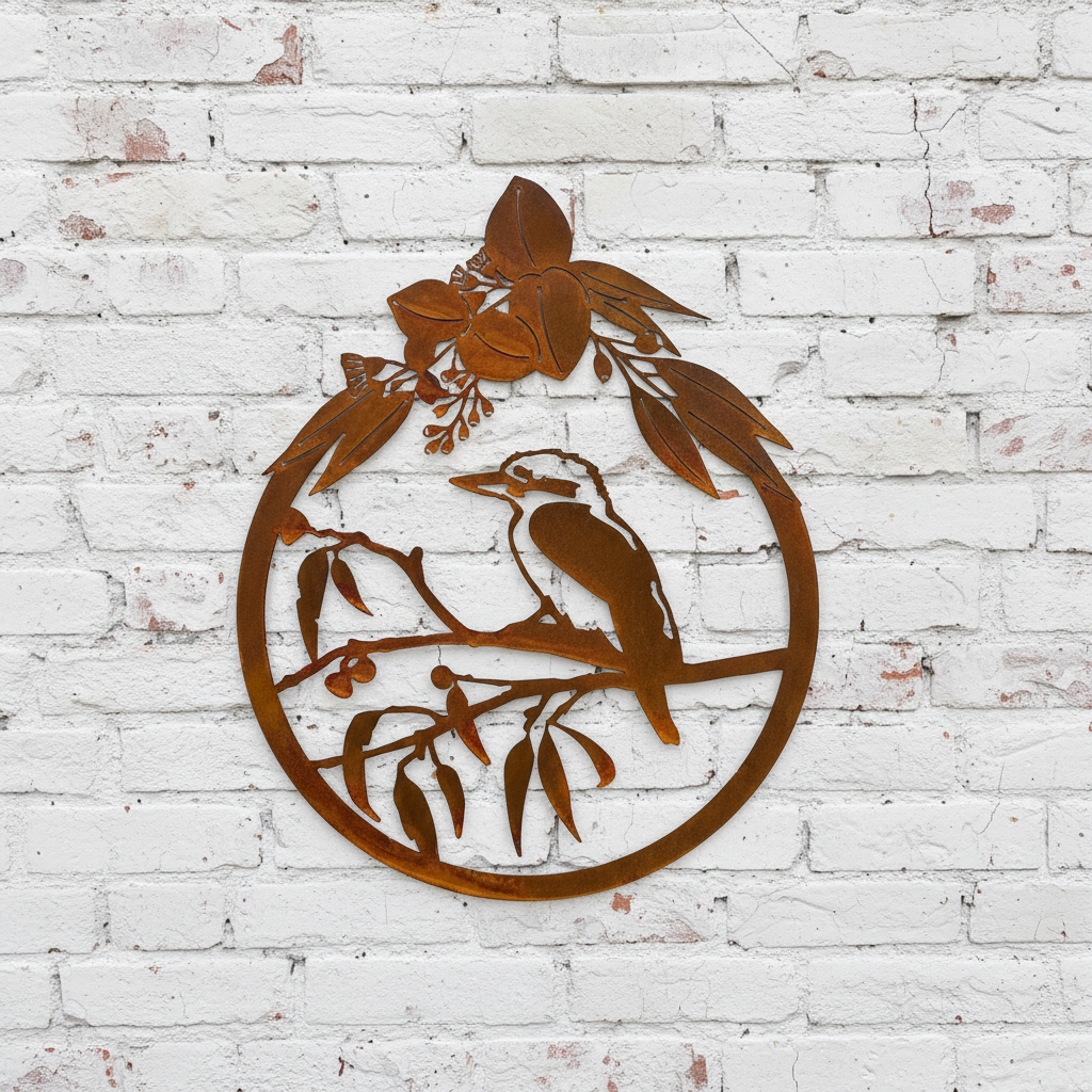 Kookaburra On Gum Branch Metal Wall Art