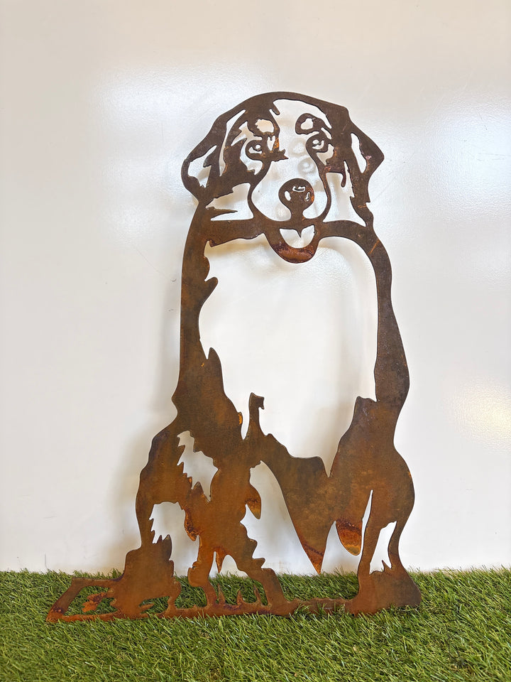 Golden Retriever Sitting Dog Metal Wall Art - Garden Art