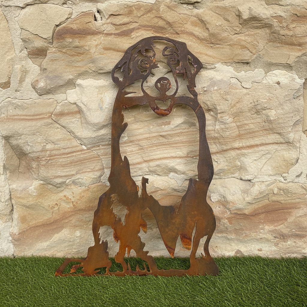 Golden Retriever Sitting Dog Metal Wall Art - Garden Art