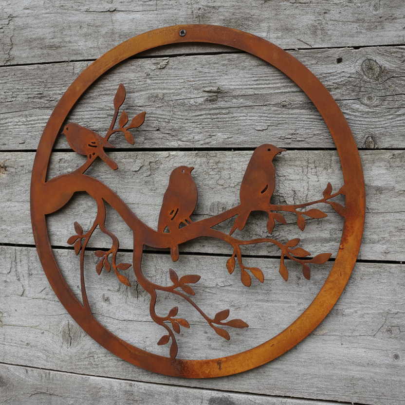 3 Birds in a Circle Metal Wall Art