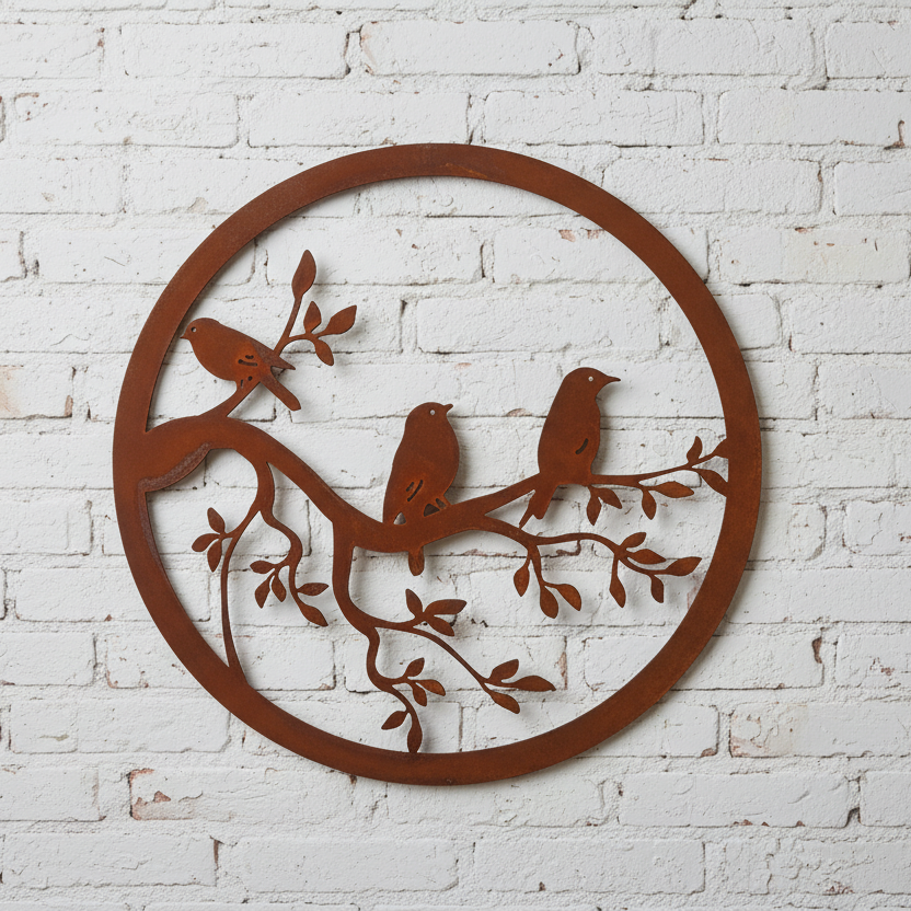 3 Birds in a Circle Metal Wall Art