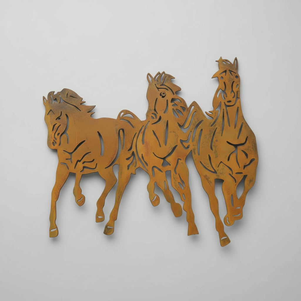 3 Horses Metal Wall Art