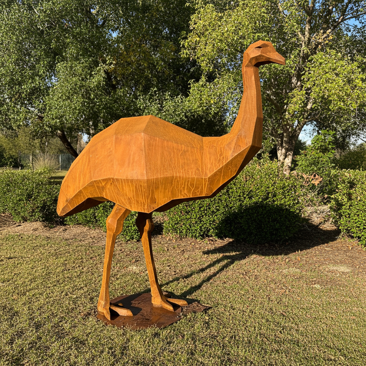 Iron Nomad – Low Poly Geometric Metal Emu Sculpture