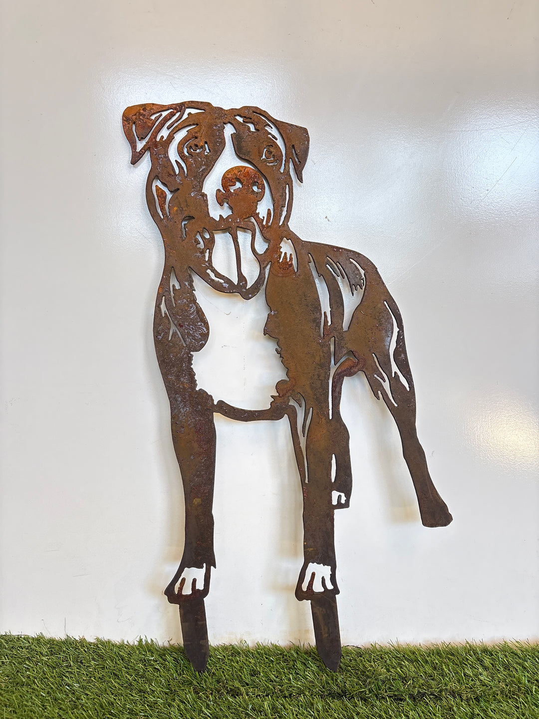 American Staffy Metal Wall Art - Dog Garden Art