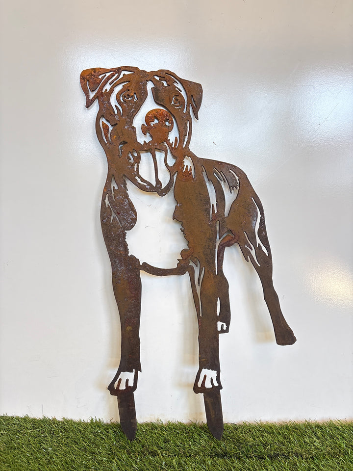 American Staffy Metal Wall Art - Dog Garden Art