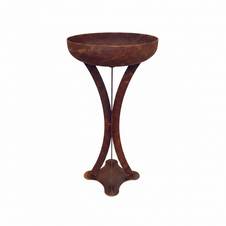 Free Standing Metal Bird Bath – Rustic Steel Garden Birdbath