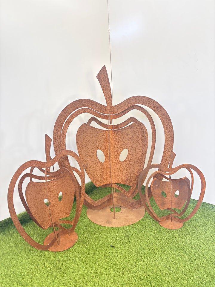 3d Apples (3 sizes available) Metal Garden Art
