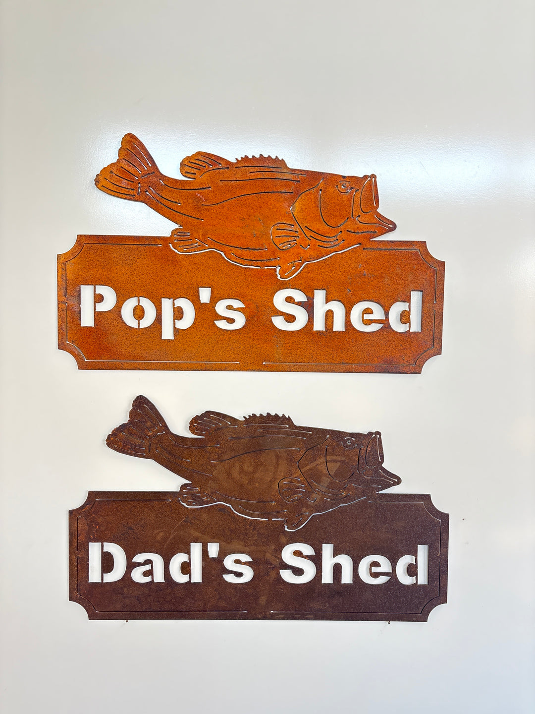Dad's Shed Fish Sign Pop's (custom wording available) Metal Wall Art