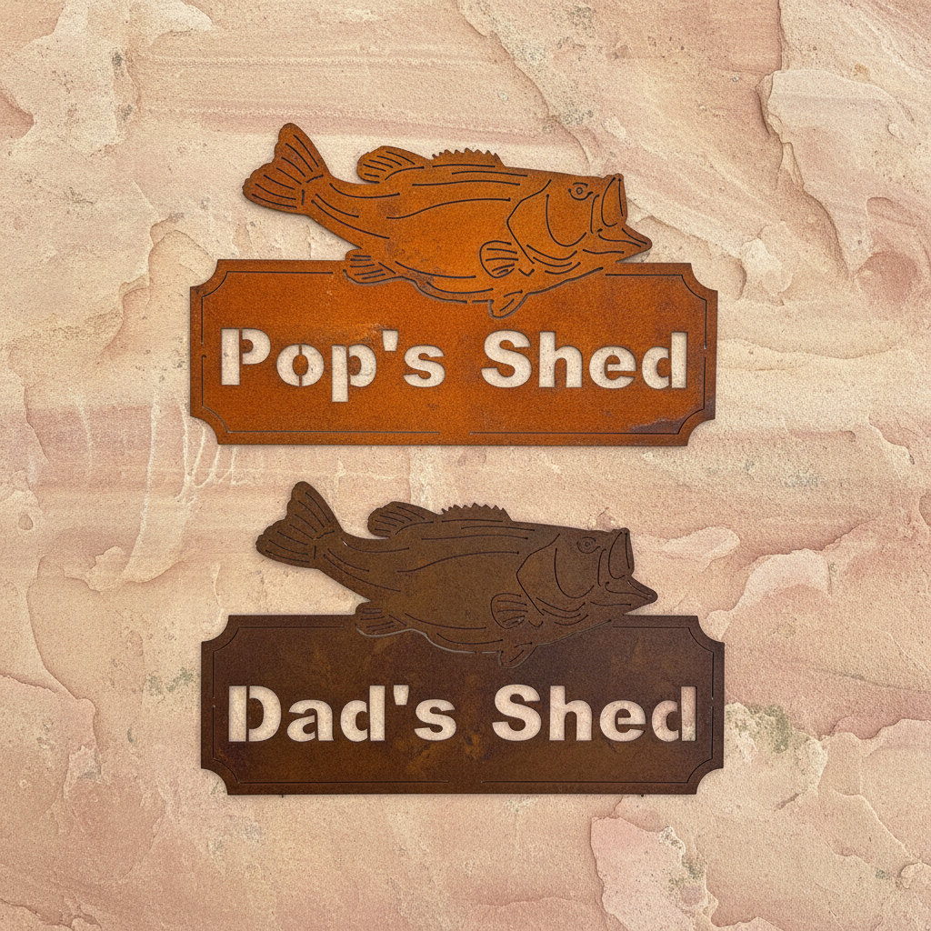 Dad's Shed Fish Sign Pop's (custom wording available) Metal Wall Art