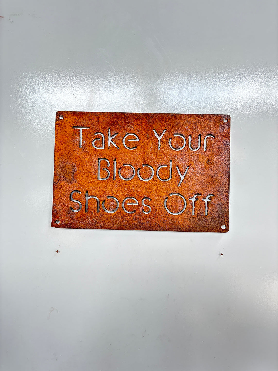Please take your shoes of sign Metal Wall Art