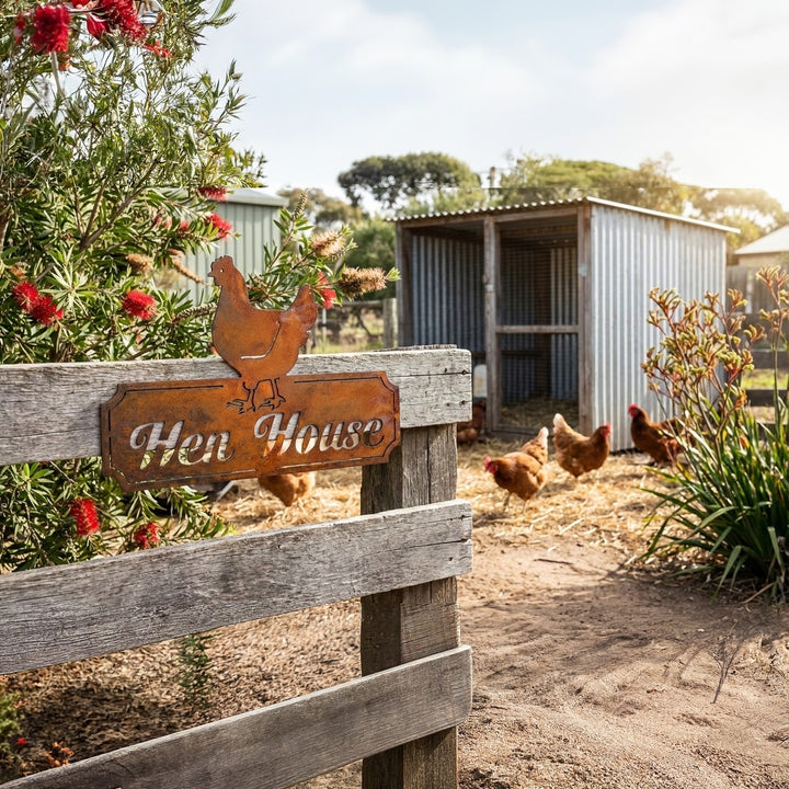 Hen House Sign or Custom Text Metal Wall Art