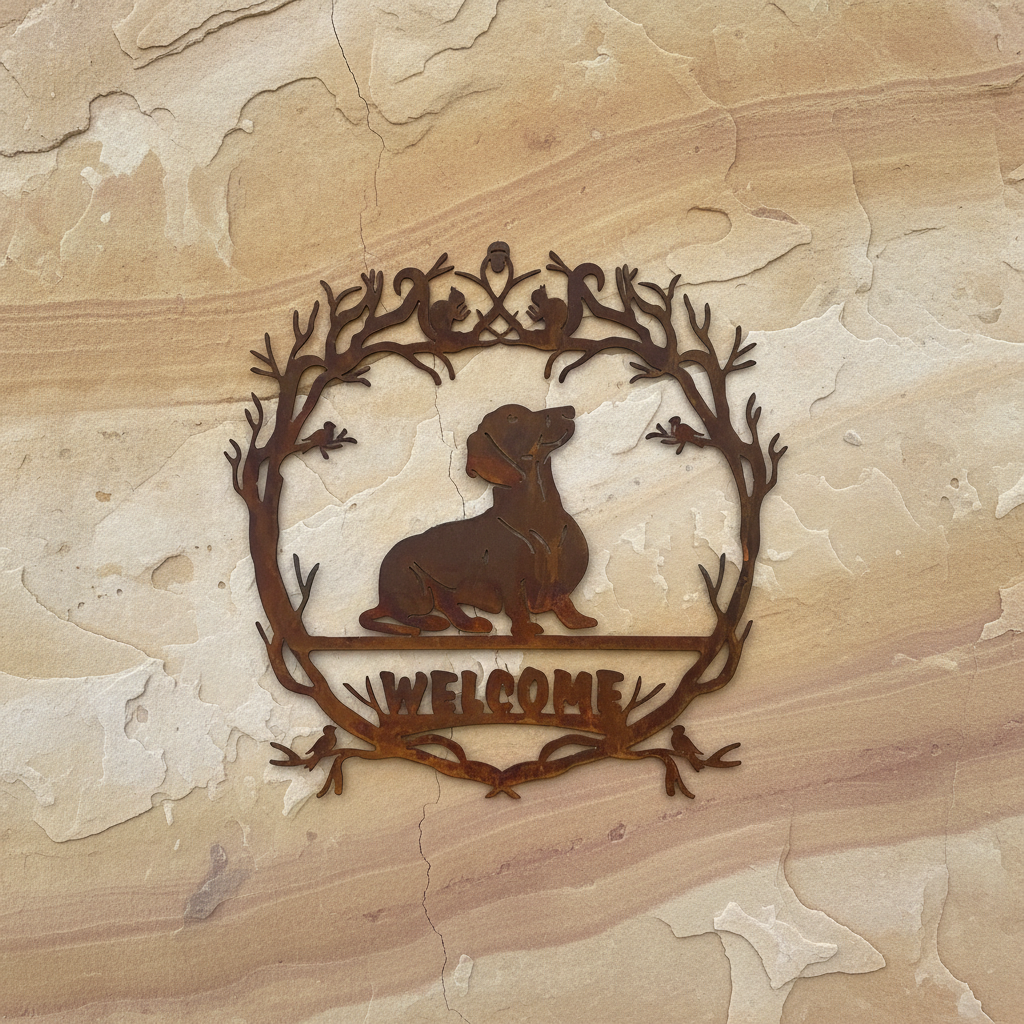 Dachshund Welcome Sign Metal Wall Art
