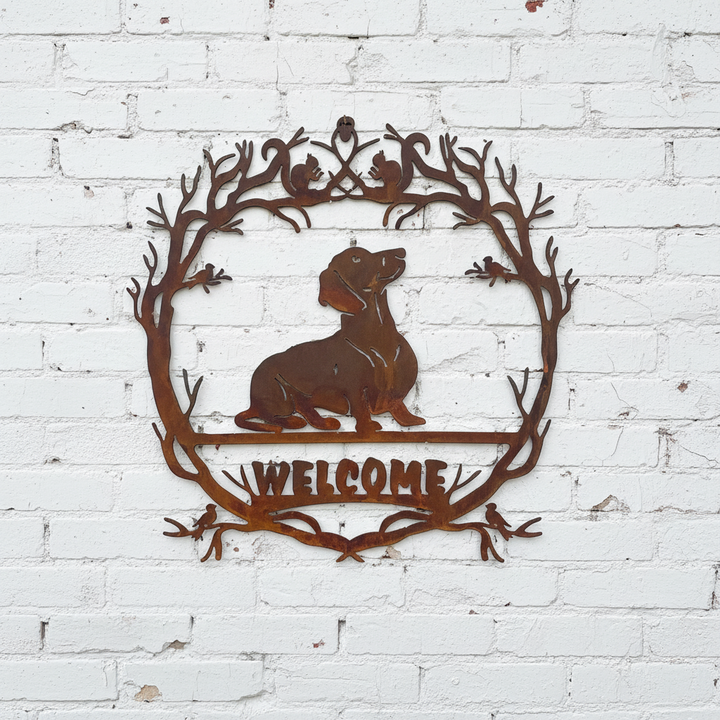 Dachshund Welcome Sign Metal Wall Art
