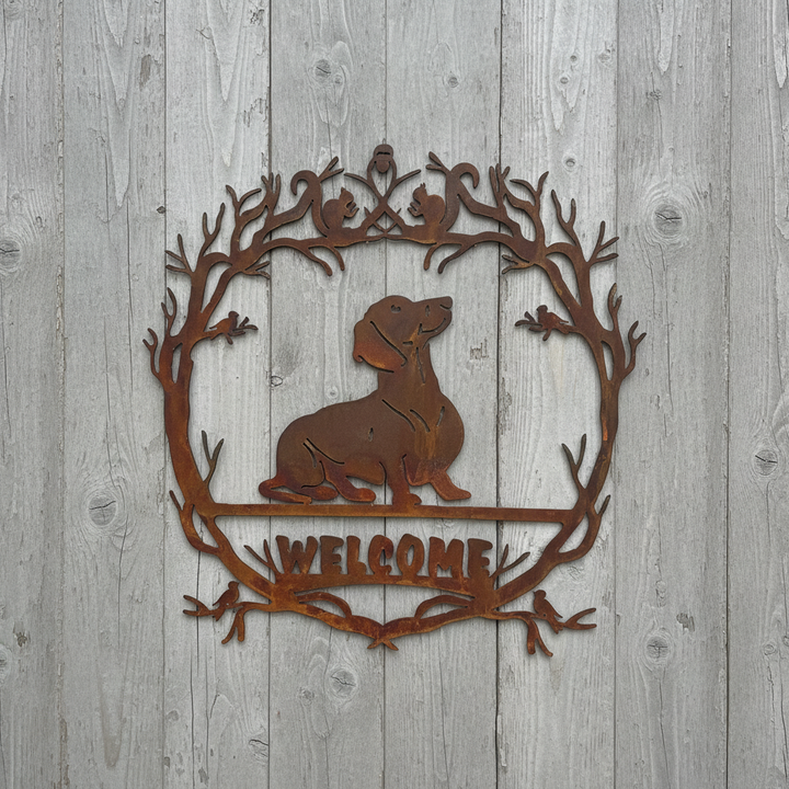 Dachshund Welcome Sign Metal Wall Art