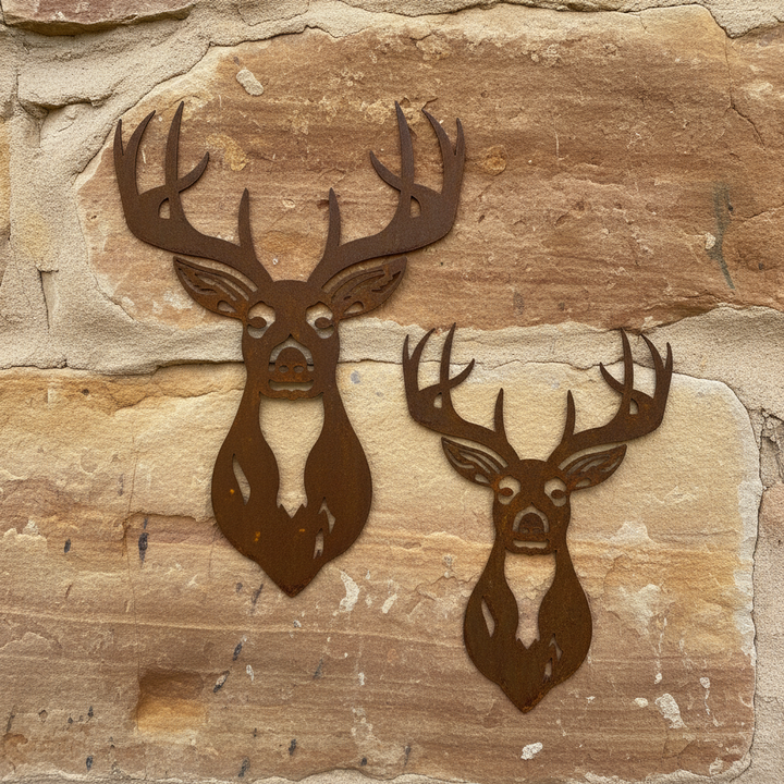 Deer Head Antlers Metal Wall Art