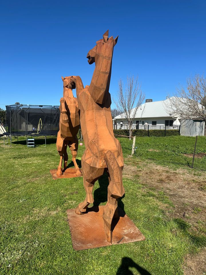 Low Poly Rearing Horse – Australian Metal Horse Sculpture