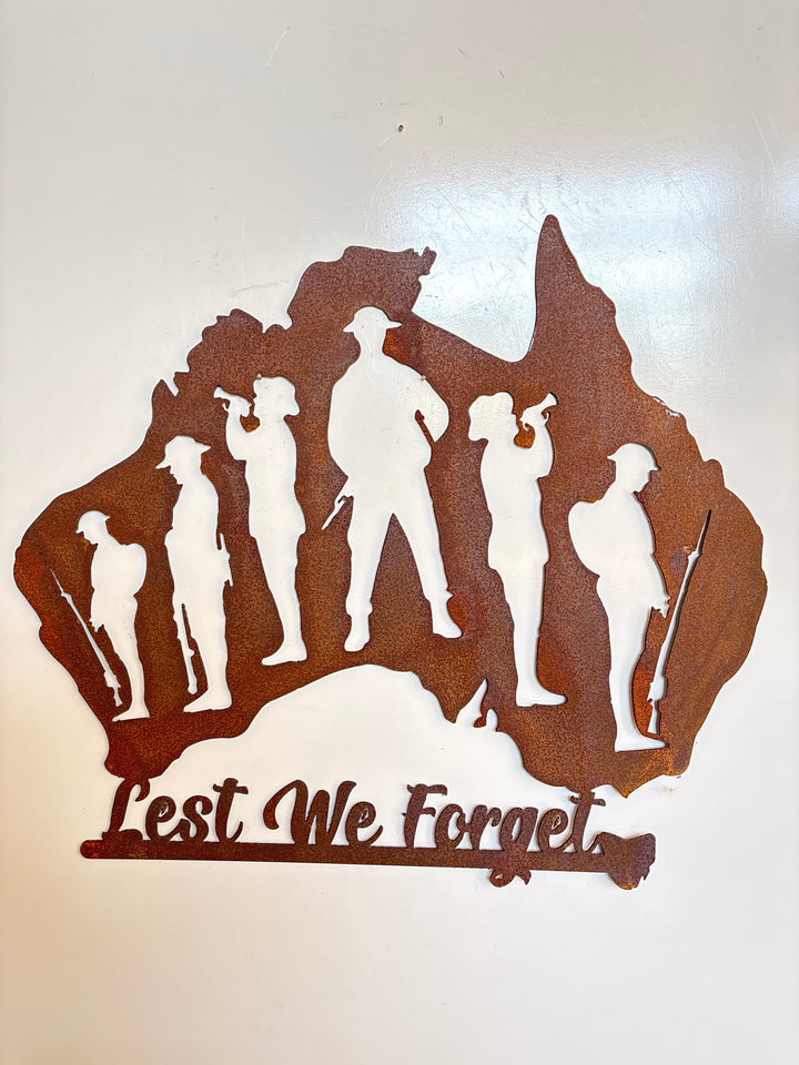 Australia Soldiers Lest We Forget - Metal Wall Art