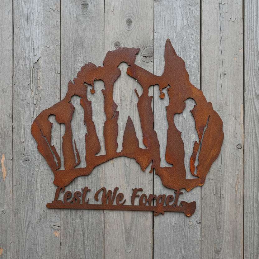 Australia Soldiers Lest We Forget - Metal Wall Art