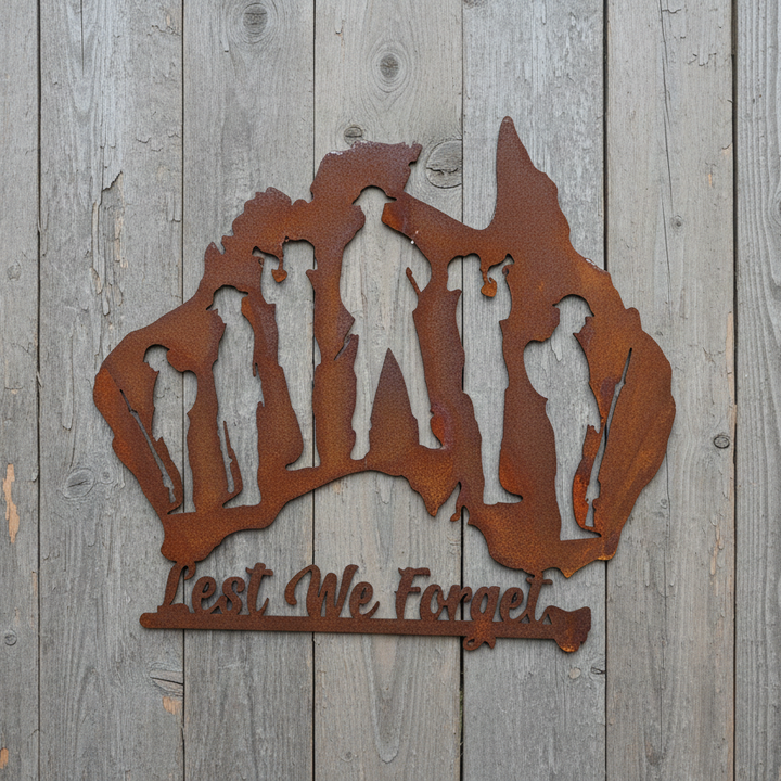Australia Soldiers Lest We Forget - Metal Wall Art