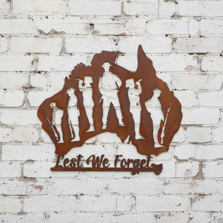 Australia Soldiers Lest We Forget - Metal Wall Art