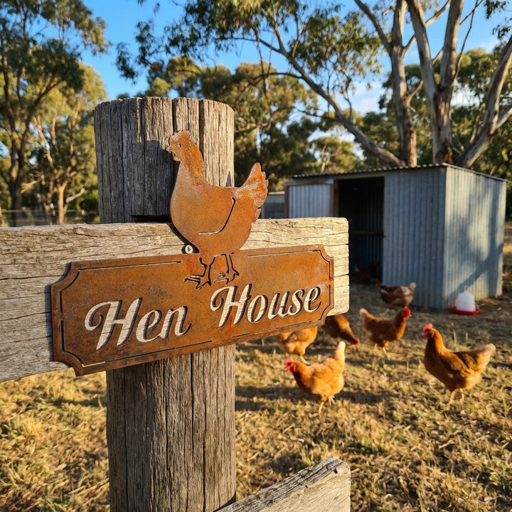 Hen House Sign or Custom Text Metal Wall Art