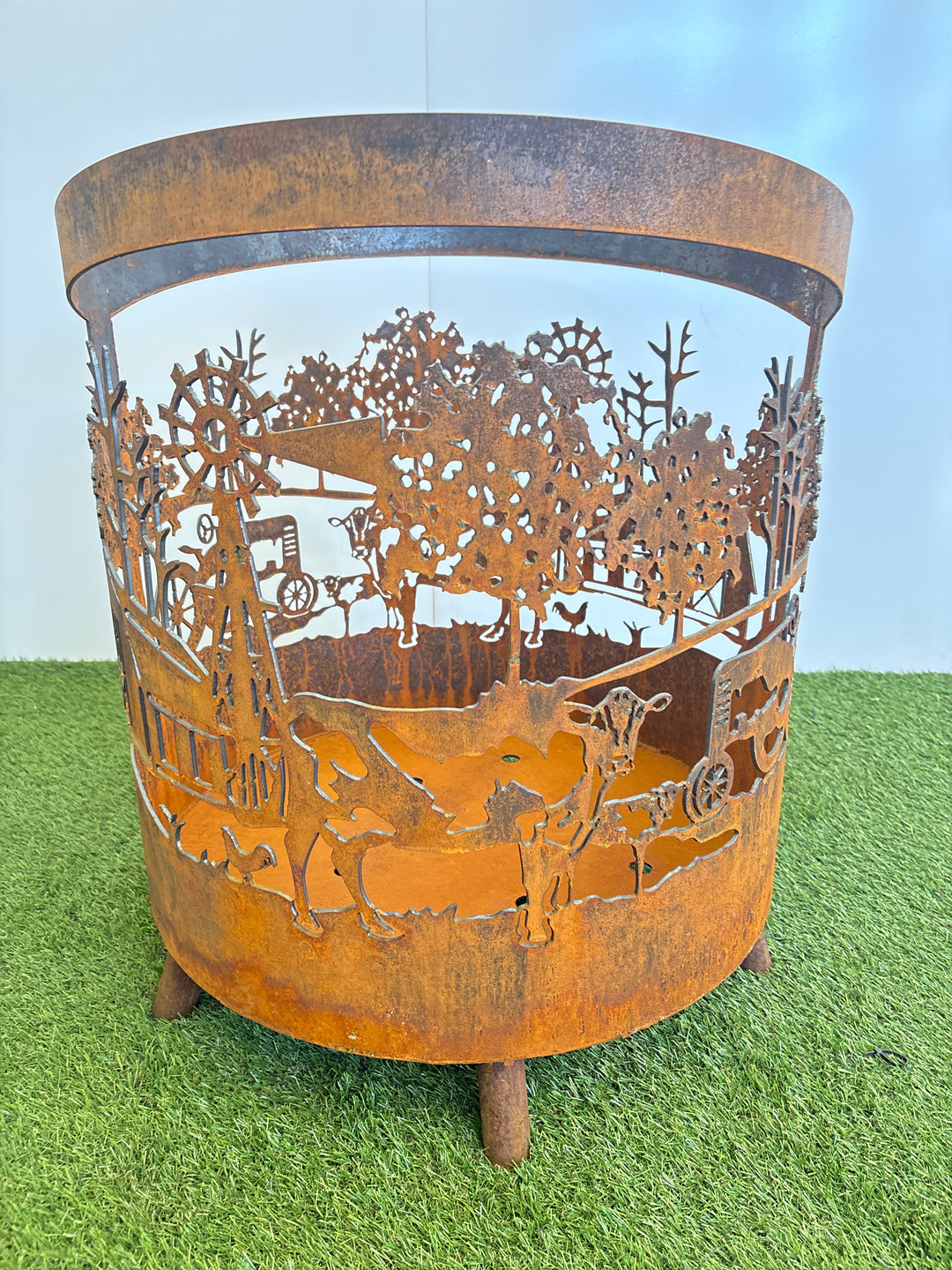 Rural Scene Round Fire Pit - Cows