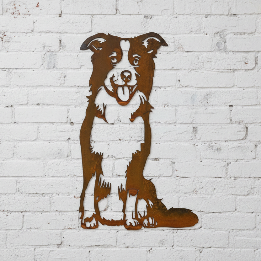 Border Collie Dog Metal Wall Art - Garden Art