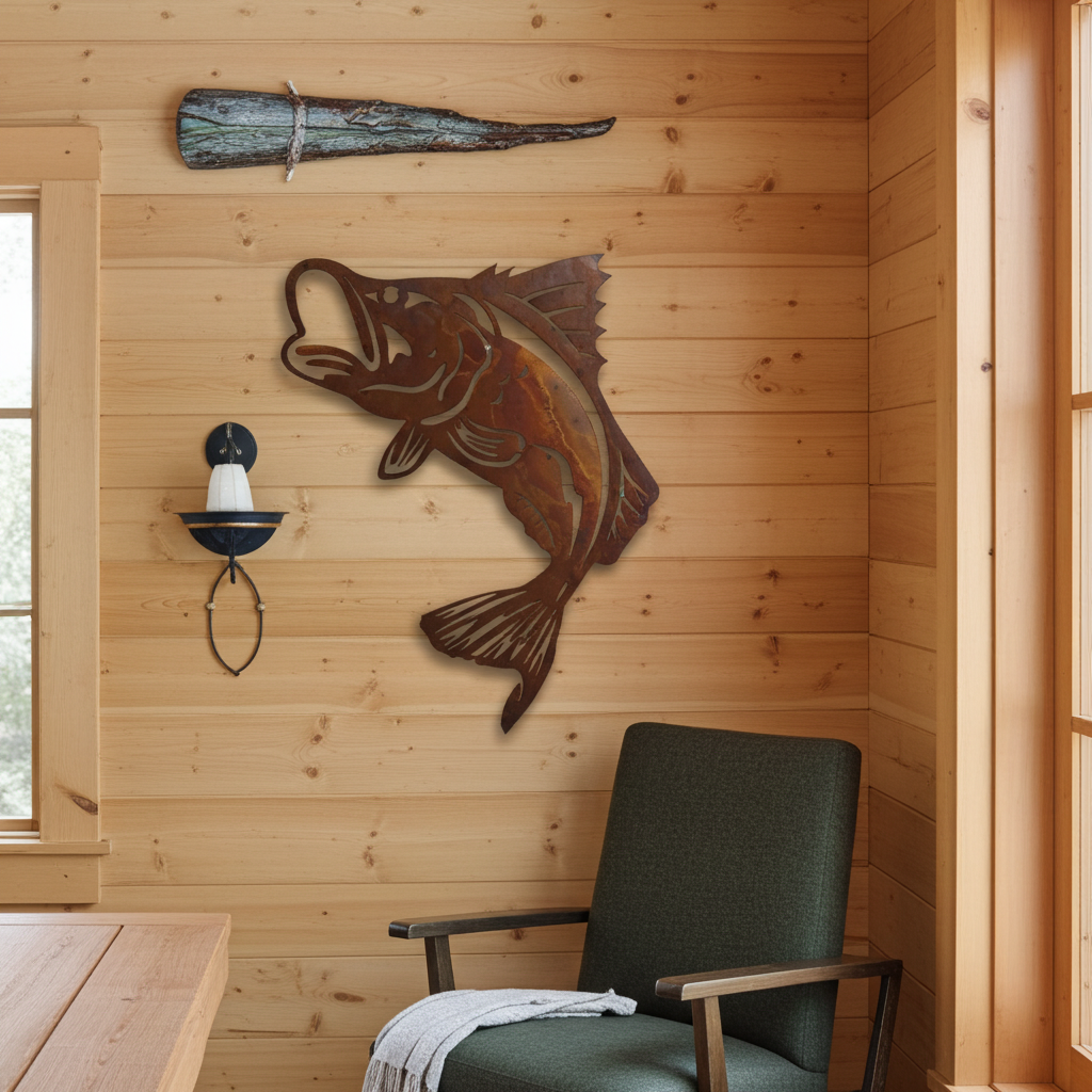 Barramundi Jumping Fish Metal Wall Art