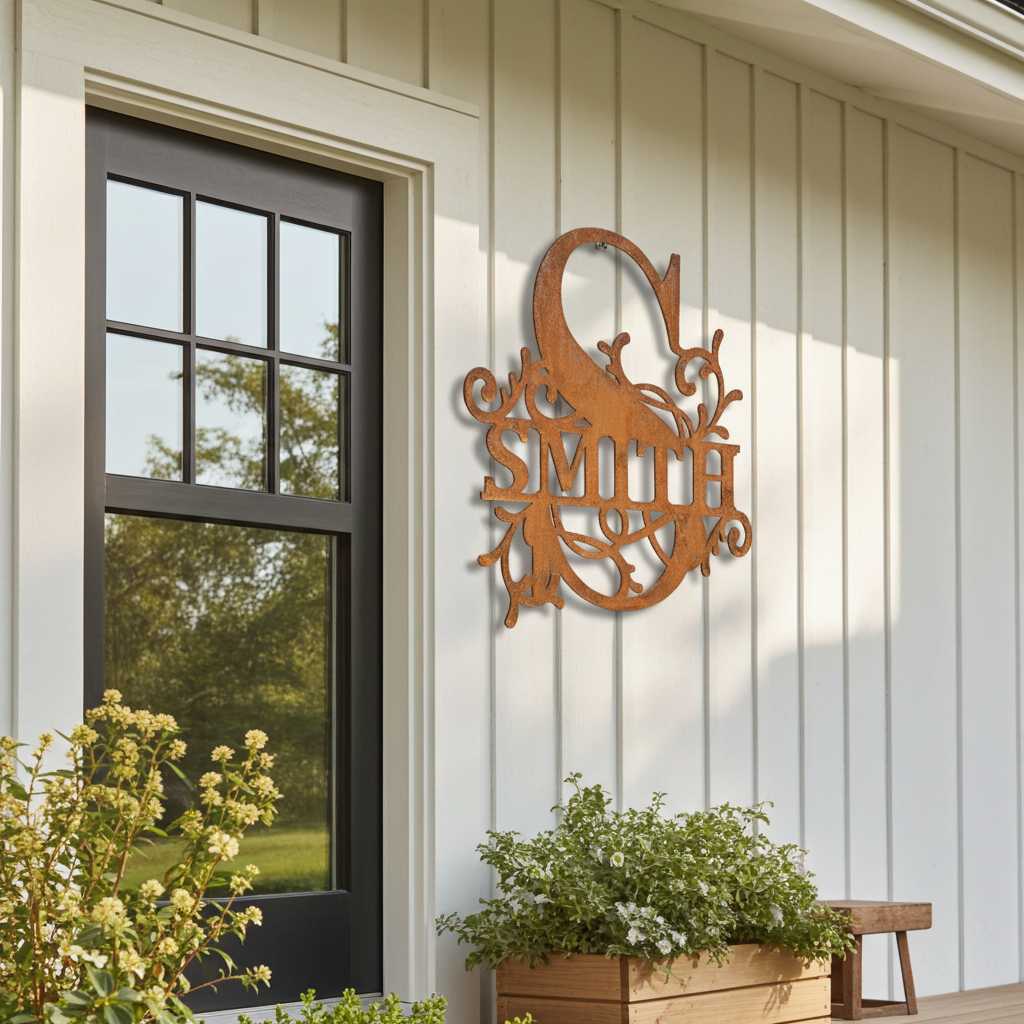 Split Letter Monograms Personalised Metal Sign