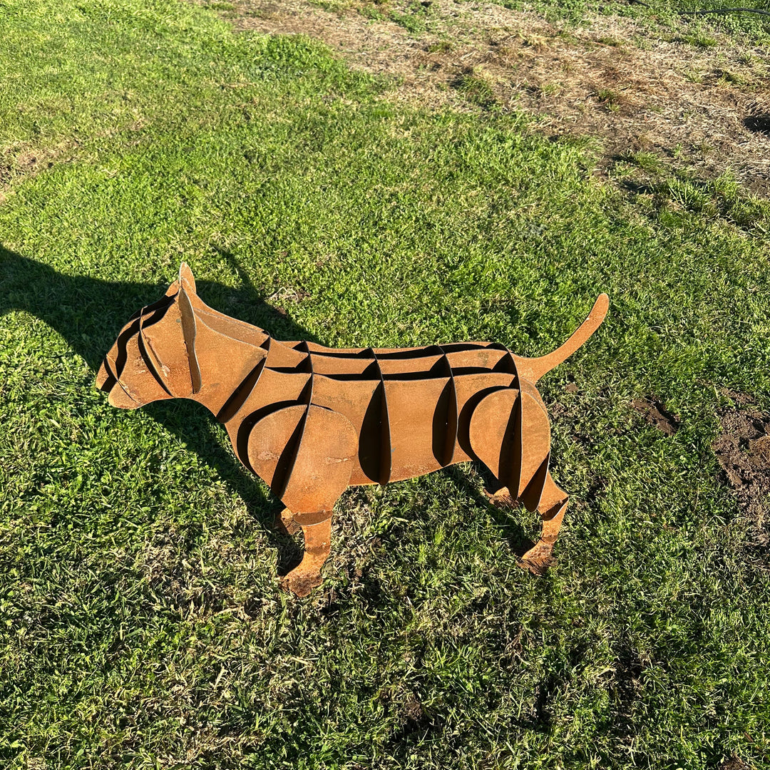 Metal Staffy Dog Sculpture – Staffordshire Bull Terrier Garden Art