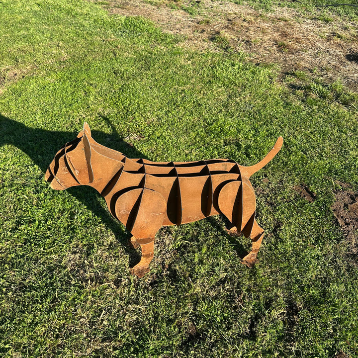 Metal Staffy Dog Sculpture – Staffordshire Bull Terrier Garden Art
