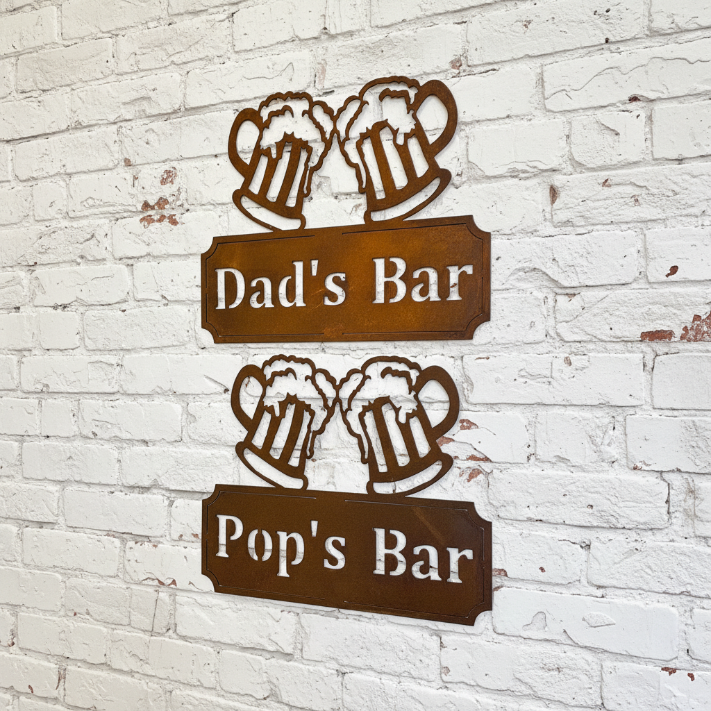 Pop Daddy Signs Dad's - Pop's - Custom Made Metal Bar Sign – Old n Dazed