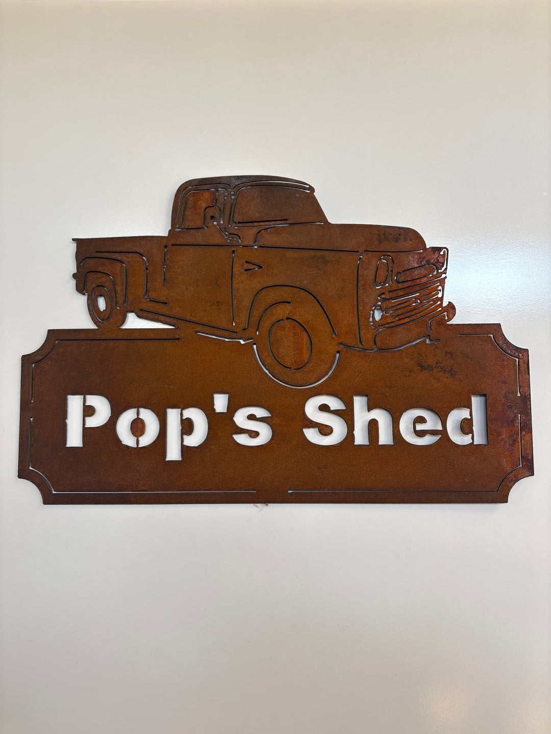 Dad's Shed Ute Pop's (custom wording available) Metal Wall Art