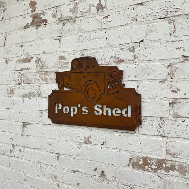 Dad's Shed Ute Pop's (custom wording available) Metal Wall Art