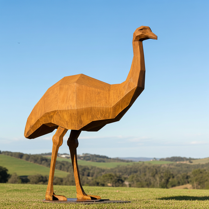 Iron Nomad – Low Poly Geometric Metal Emu Sculpture