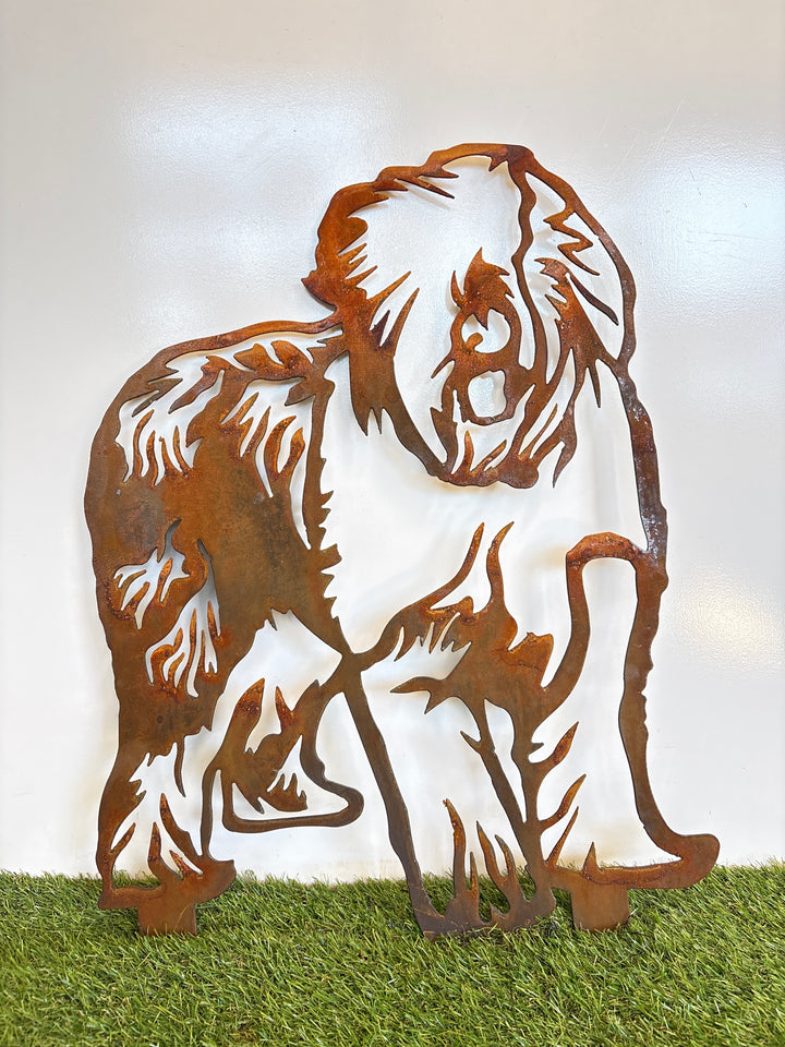 Old English Sheep Metal Wall Art - Dog Garden Art