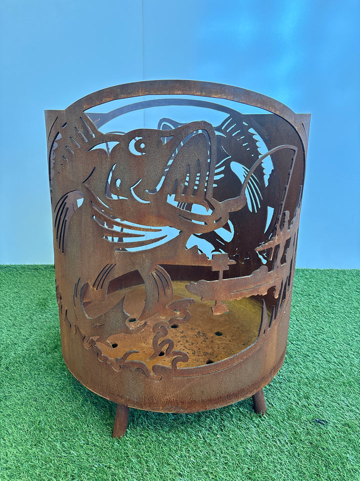 Fishing Scene Round Fire Pit