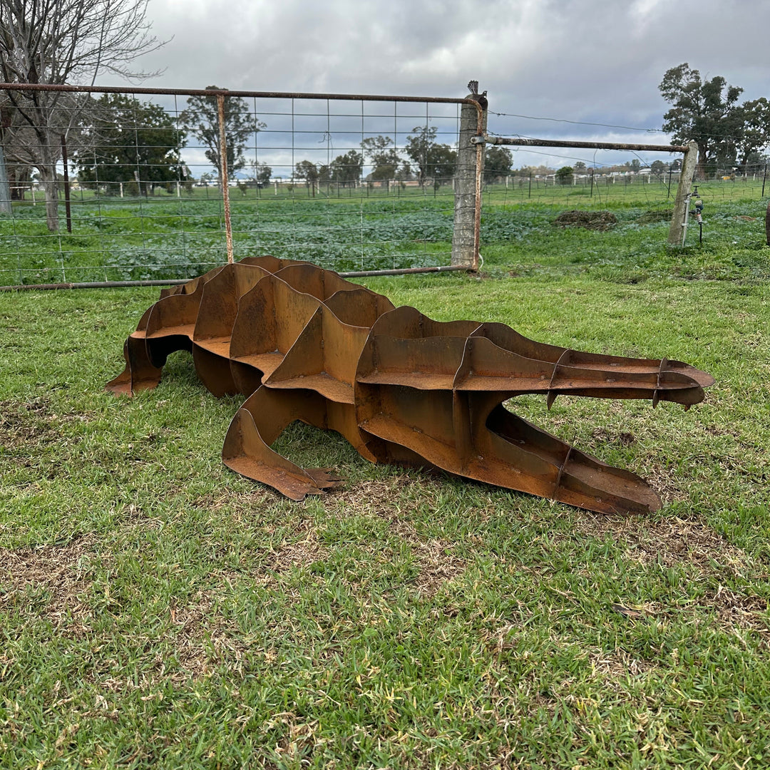 Metal Crocodile Sculpture – Australian Wildlife Garden Art