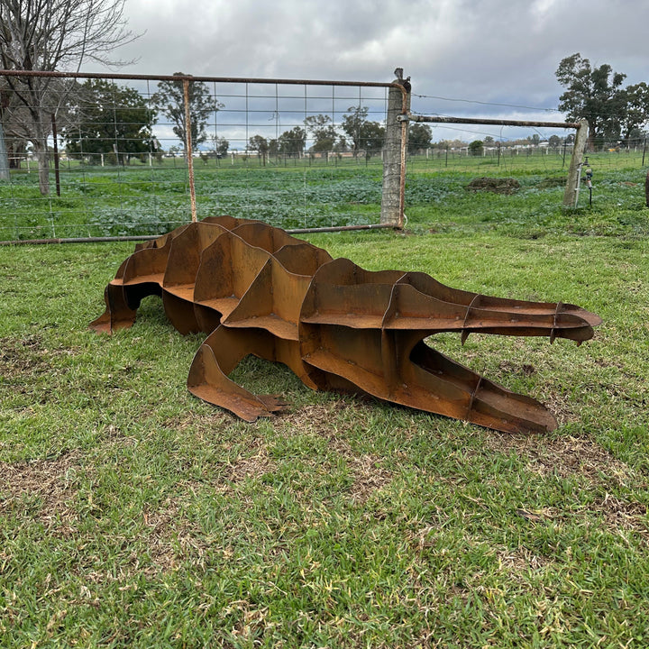 Metal Crocodile Sculpture – Australian Wildlife Garden Art