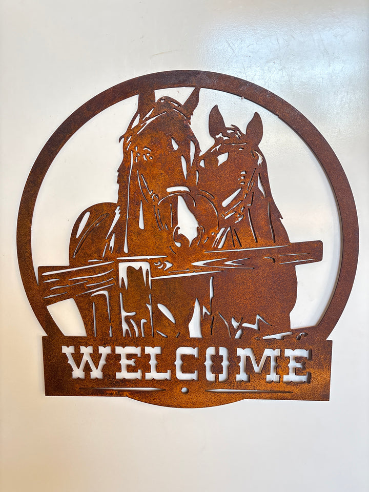 Horse Welcome Sign - Metal Wall Art - Address Sign