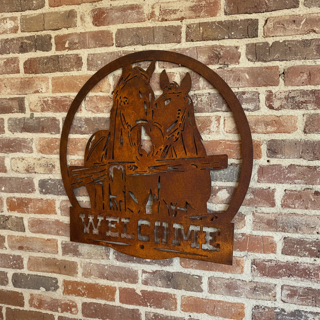 Horse Welcome Sign - Metal Wall Art - Address Sign