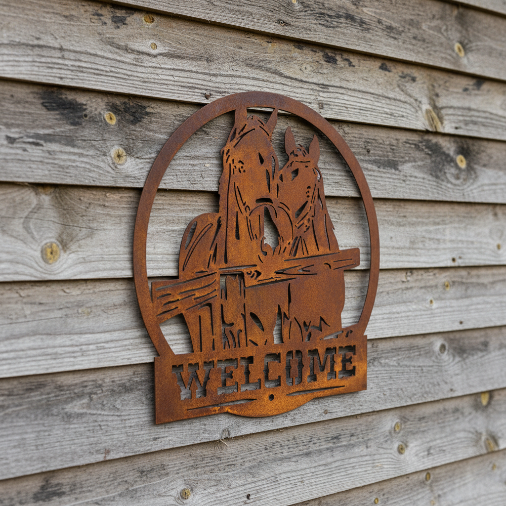 Horse Welcome Sign - Metal Wall Art - Address Sign