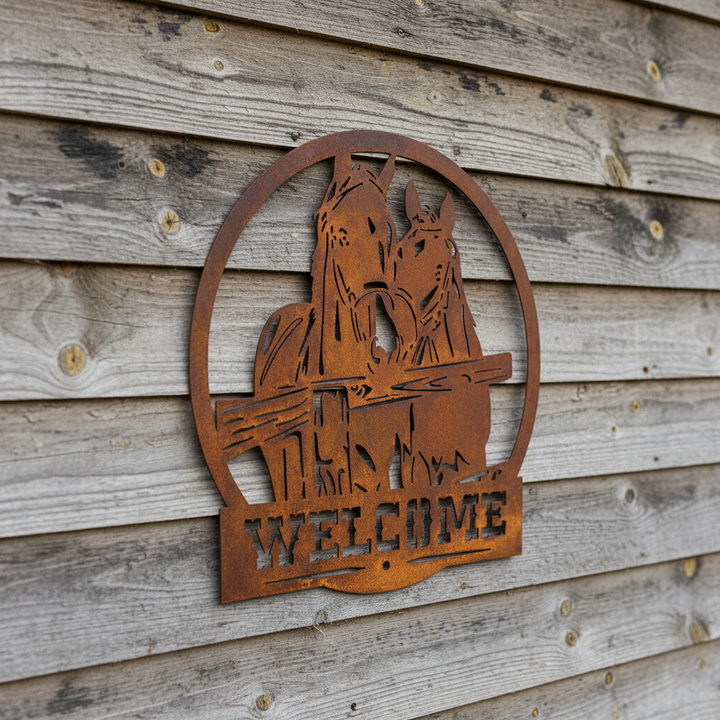 Horse Welcome Sign - Metal Wall Art - Address Sign