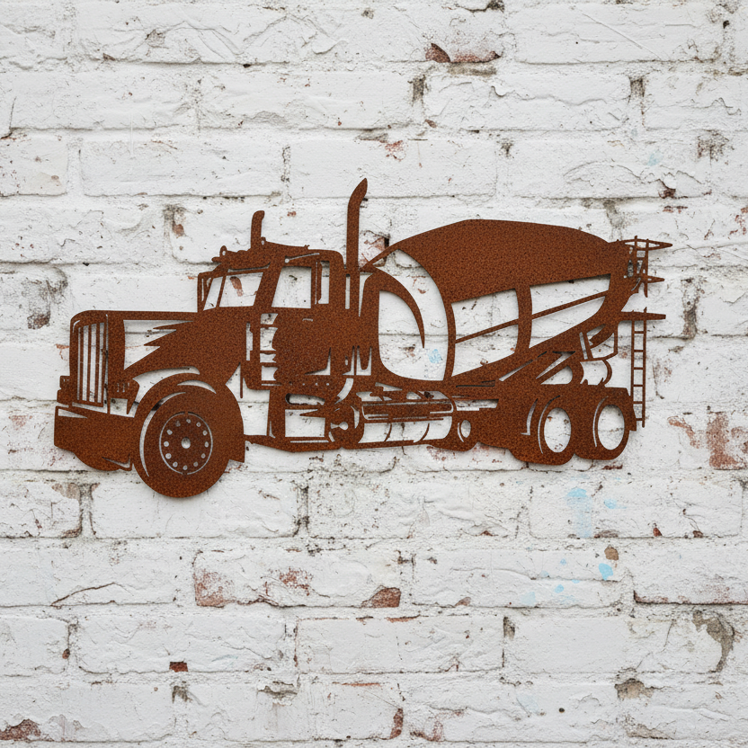 Cement Truck Concrete Metal Wall Art