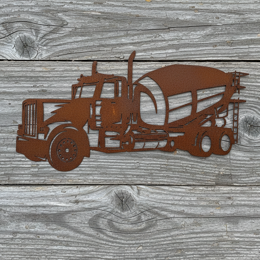 Cement Truck Concrete Metal Wall Art