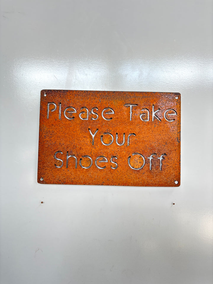 Please take your shoes of sign Metal Wall Art