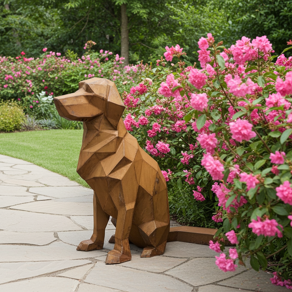 Labrador Dog – Low-Poly Metal Sculpture